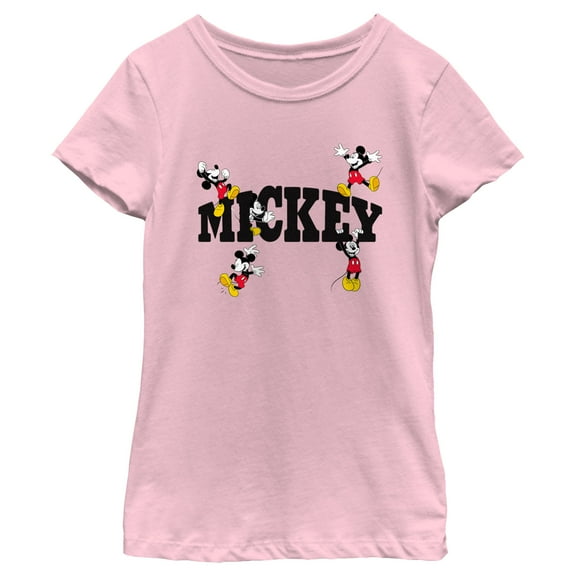 Girl's Mickey & Friends Character Name  Graphic Tee Light Pink Small
