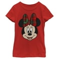 thumbnail image 1 of Girl's Mickey & Friends Christmas Minnie Mouse Holly Plaid Bow Graphic Tee Red Small, 1 of 10