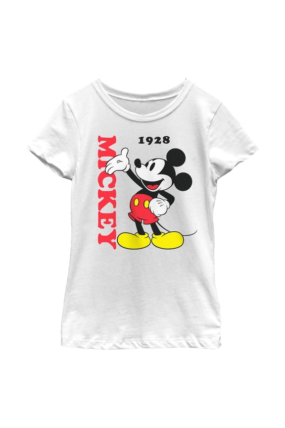 Girl's Mickey & Friends Classic 1928 Mousey Graphic Tee White Large