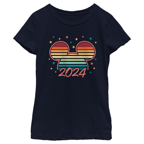 Girl's Mickey & Friends Colorful Retro Sunset 2024 Graphic T-Shirt