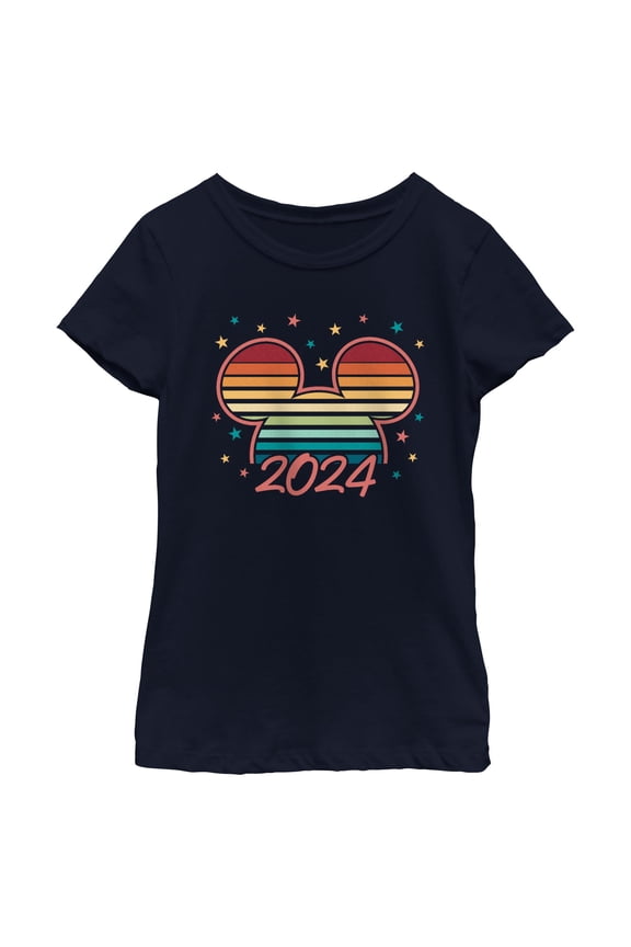 Girl's Mickey & Friends Colorful Retro Sunset 2024 Graphic T-Shirt