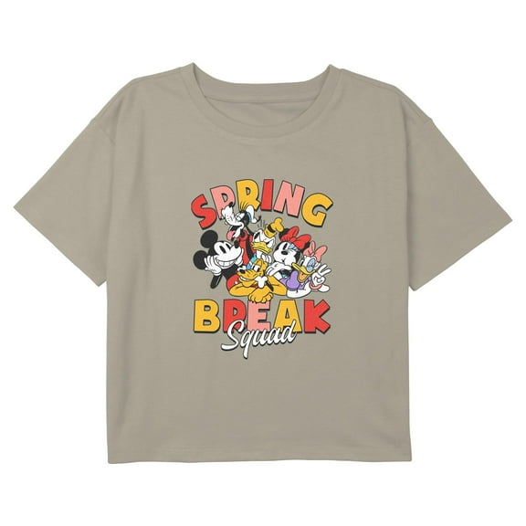 Girl's Mickey & Friends Colorful Spring Break Squad Graphic Cropped T-Shirt