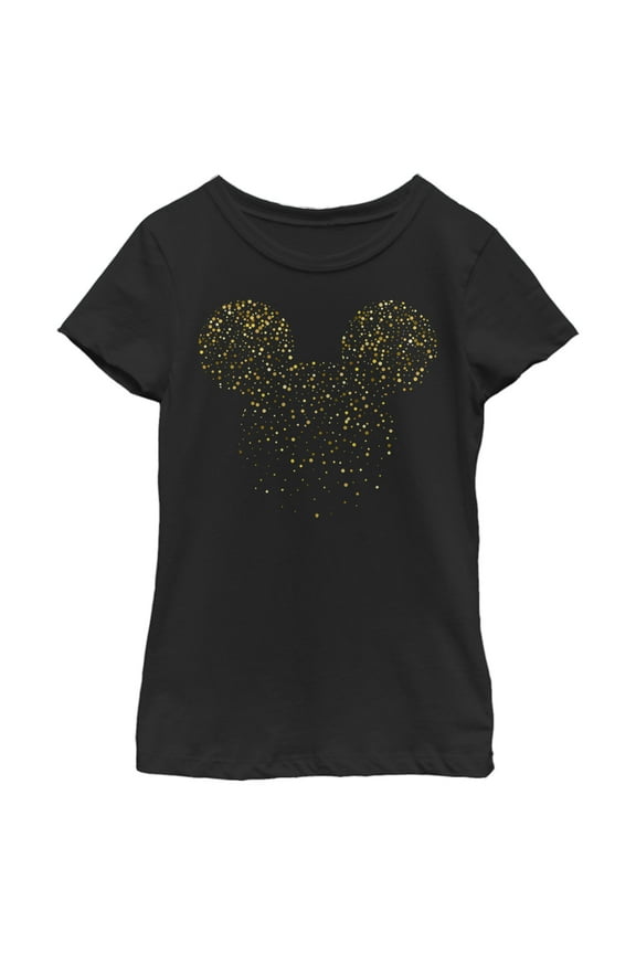 Girl's Mickey & Friends Confetti Mickey Mouse Logo Graphic Tee Black Small