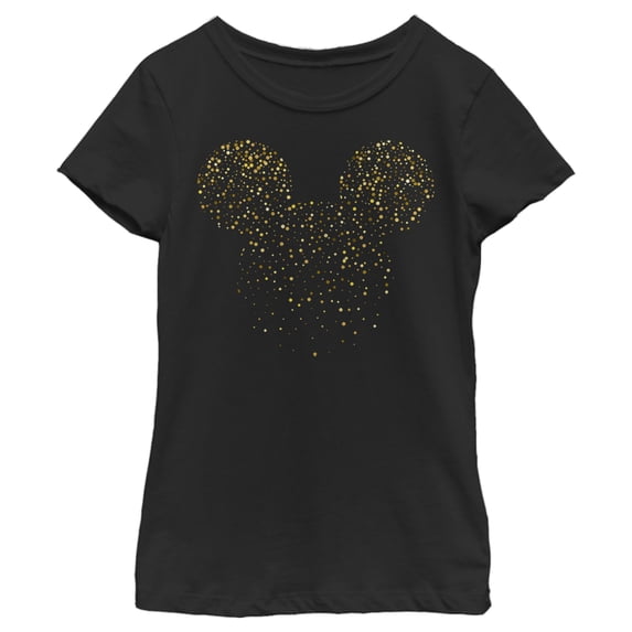 Girl's Mickey & Friends Confetti Mickey Mouse Logo Graphic Tee Black X Small