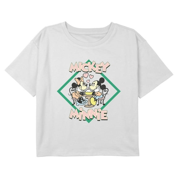 Girl's Mickey & Friends Couple Date Graphic Cropped T-Shirt