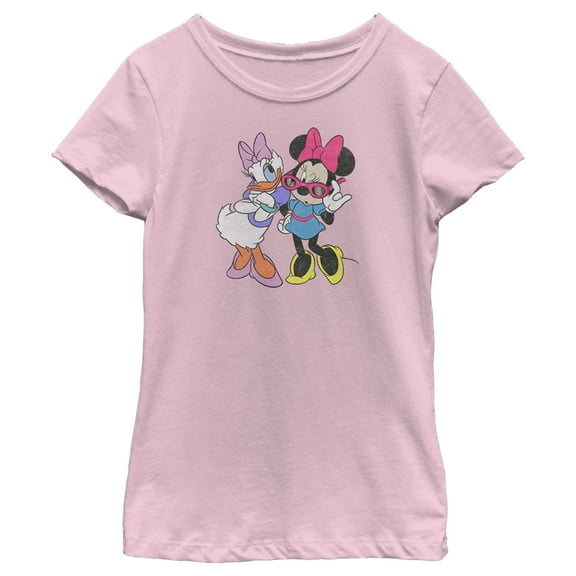 Girl's Mickey & Friends Daisy Duck and Minnie Mouse Graphic Tee Light Pink Small
