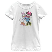 Girl's Mickey & Friends Daisy Duck and Minnie Mouse Graphic Tee White X Small
