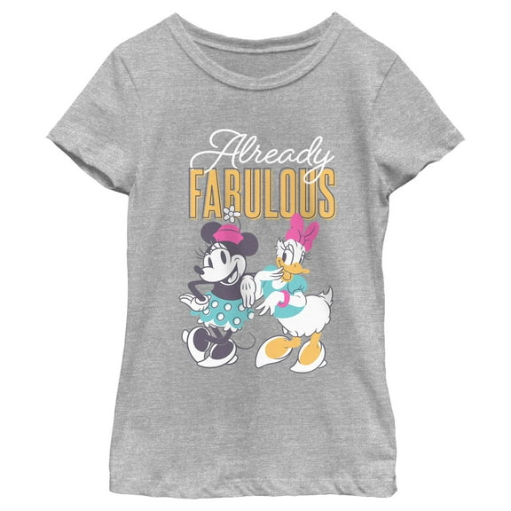 Girl's Mickey & Friends Daisy and Minnie Already Fabulous  Graphic Tee Athletic Heather Small