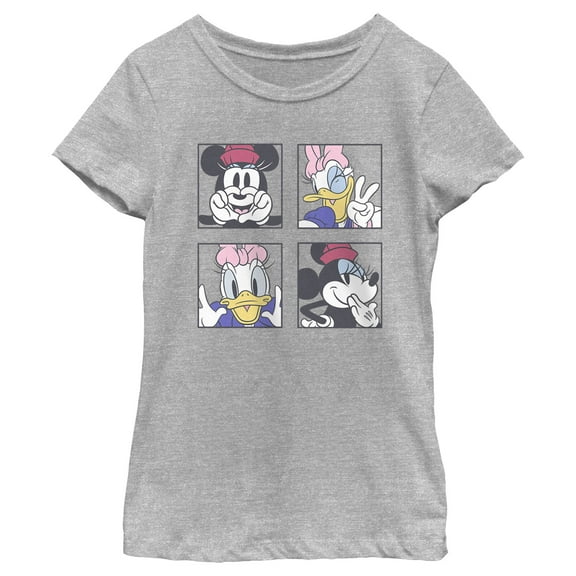 Girl's Mickey & Friends Daisy and Minnie Portraits  Graphic Tee Athletic Heather Medium