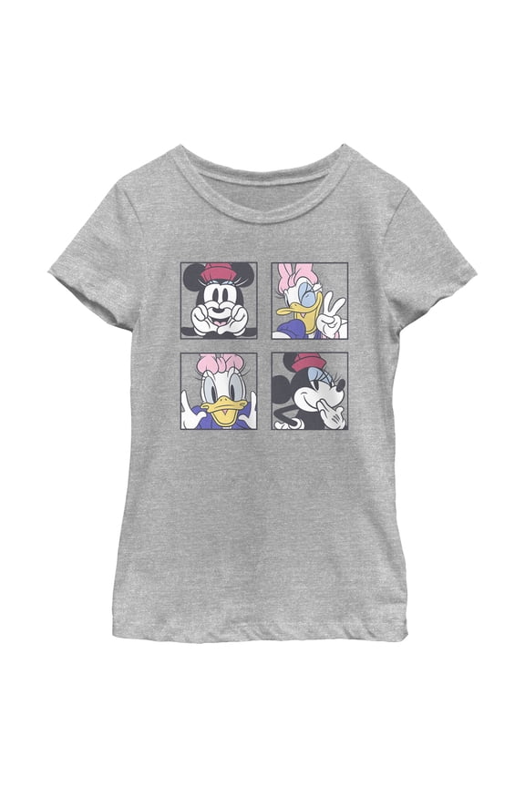 Girl's Mickey & Friends Daisy and Minnie Portraits  Graphic Tee Athletic Heather Medium
