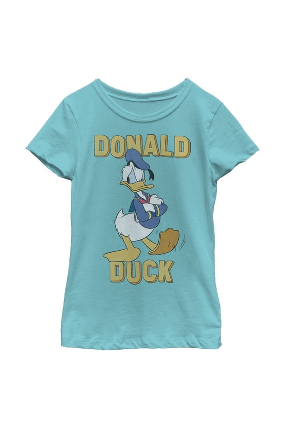 Girl's Mickey & Friends Donald Duck Grumpy Graphic Tee Tahiti Blue Small