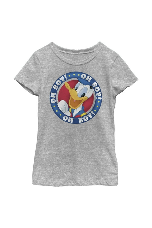 Girl's Mickey & Friends Donald Duck Oh Boy! Graphic Tee Athletic Heather Medium