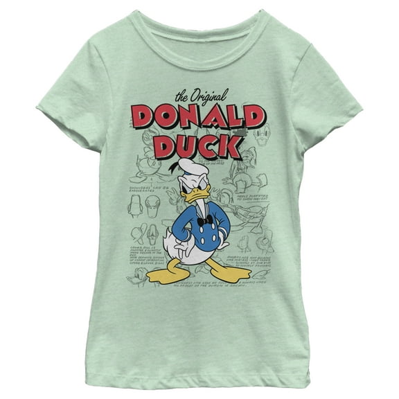 Girl's Mickey & Friends Donald Duck Original Art  Graphic Tee Mint X Small