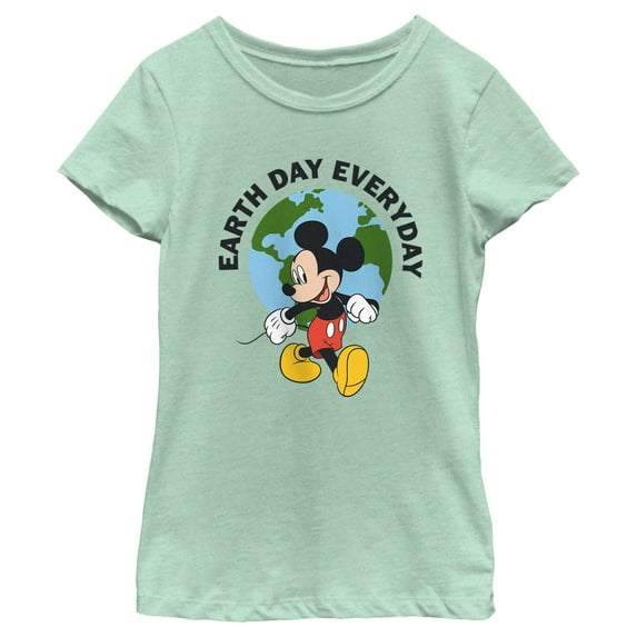 Girl's Mickey & Friends Earth Day Everyday Graphic Tee Mint Small