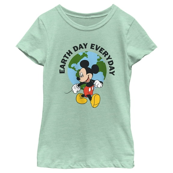 Girl's Mickey & Friends Earth Day Everyday  Graphic Tee Mint X Large