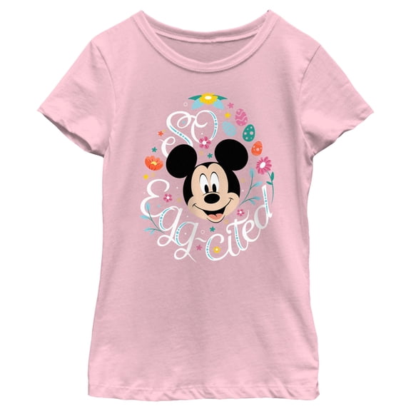 Girl's Mickey & Friends Easter So Egg-Cited Graphic Tee Light Pink X Small