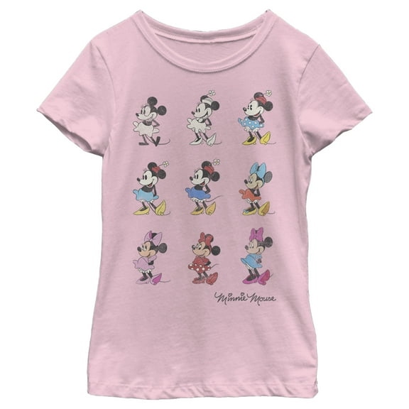 Girl's Mickey & Friends Evolution of Minnie Mouse  Graphic Tee Light Pink Small