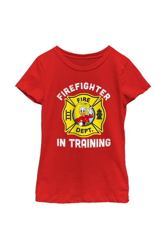 Girl's Mickey & Friends Firefighter in Training  Graphic Tee Red Large