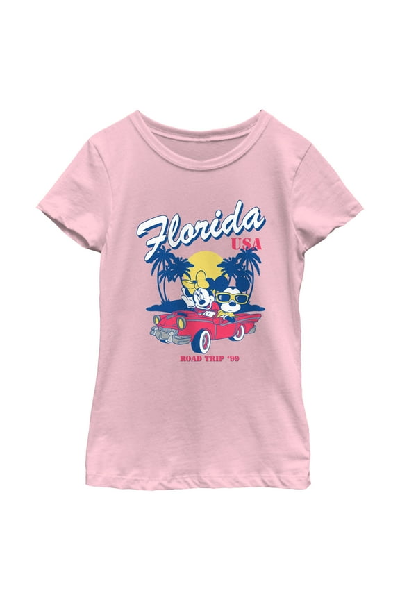 Girl's Mickey & Friends Florida Road Trip Graphic Tee Light Pink Medium