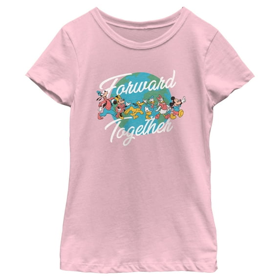 Girl's Mickey & Friends Forward Together Graphic Tee Light Pink Large