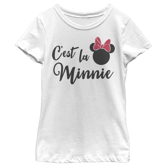 Girl's Mickey & Friends French Minnie Graphic Tee White X Large