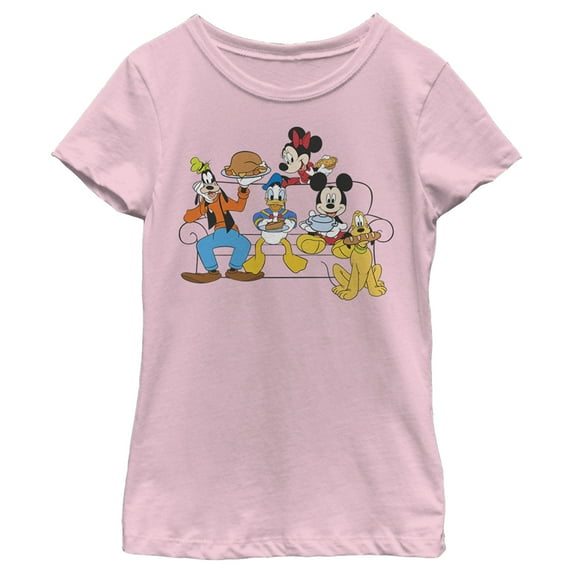 Girl's Mickey & Friends Friendsgiving Celebration Graphic Tee Light Pink Small