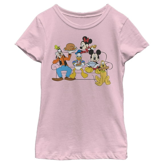 Girl's Mickey & Friends Friendsgiving Celebration  Graphic Tee Light Pink X Large