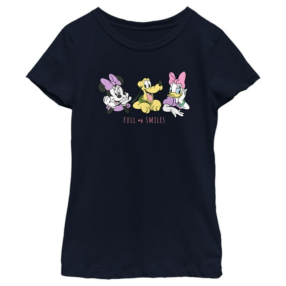 Girl's Mickey & Friends Full of Smiles  Graphic Tee Navy Blue Medium