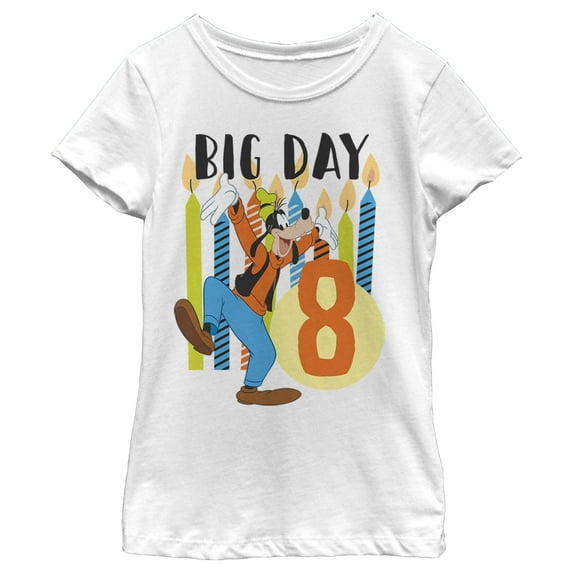 Girl's Mickey & Friends Goofy 8th Birthday Graphic Tee White Large