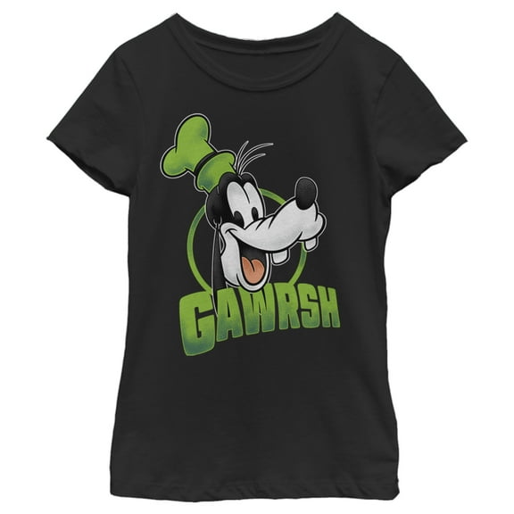 Girl's Mickey & Friends Goofy Gwarsh Graphic Tee Black Medium
