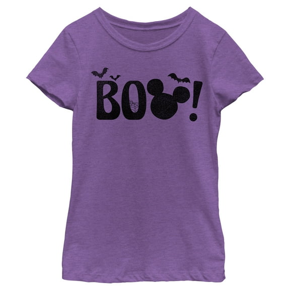 Girl's Mickey & Friends Halloween BOO Graphic Tee Purple Berry Large