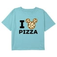 thumbnail image 1 of Girl's Mickey & Friends I Love Pizza Graphic Cropped T-Shirt Blue Small, 1 of 3