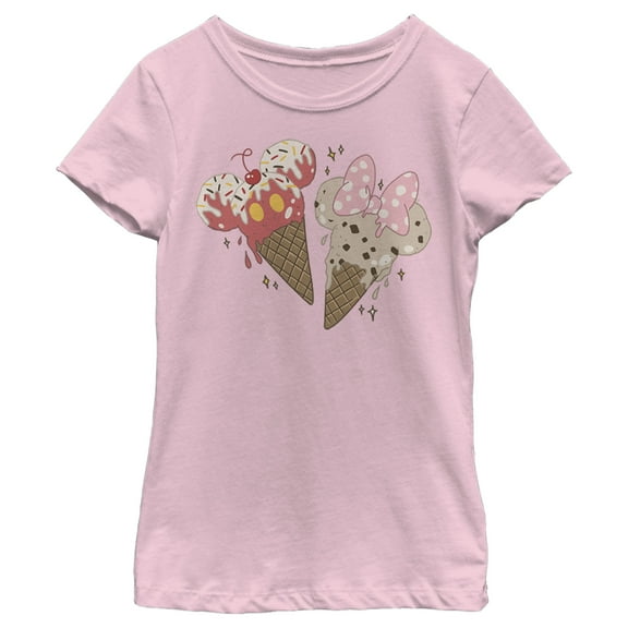 Girl's Mickey & Friends Ice Cream Lovers Graphic Tee Light Pink Large