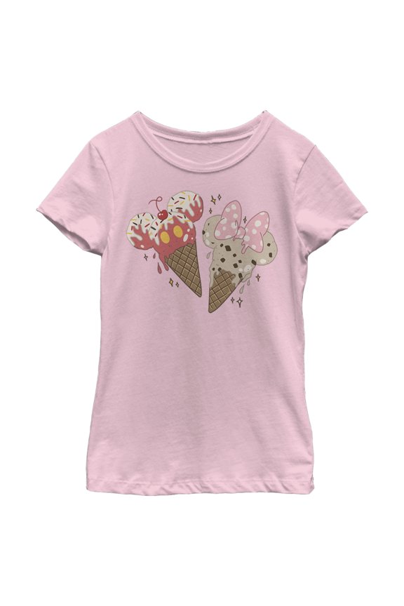 Girl's Mickey & Friends Ice Cream Lovers Graphic Tee Light Pink Large