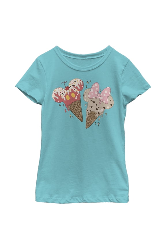Girl's Mickey & Friends Ice Cream Lovers Graphic Tee Tahiti Blue X Large