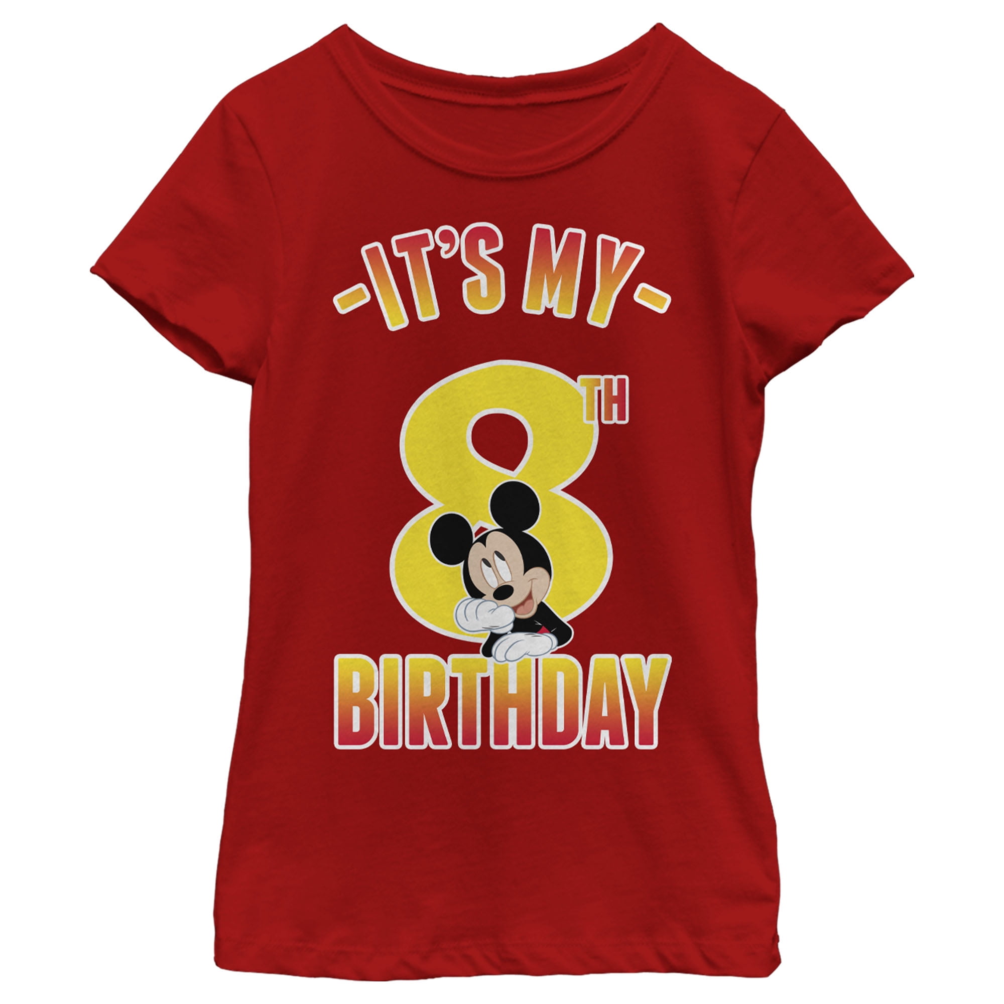 Girl's Mickey & Friends It's My 8th Birthday Graphic Tee Red X