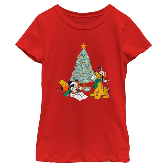 Girl's Mickey & Friends Letter for Santa  Graphic Tee Red Medium