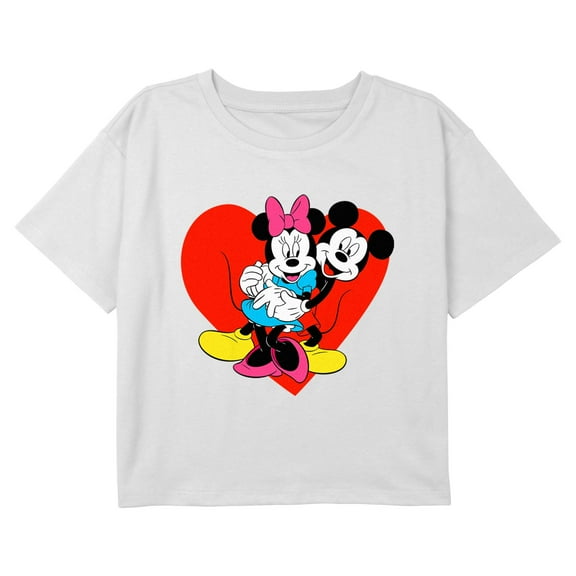 Girl's Mickey & Friends Lovers Hug Graphic Cropped T-Shirt