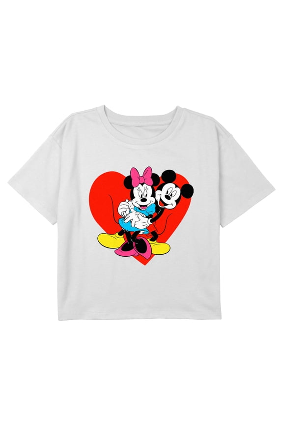 Girl's Mickey & Friends Lovers Hug Graphic Cropped T-Shirt