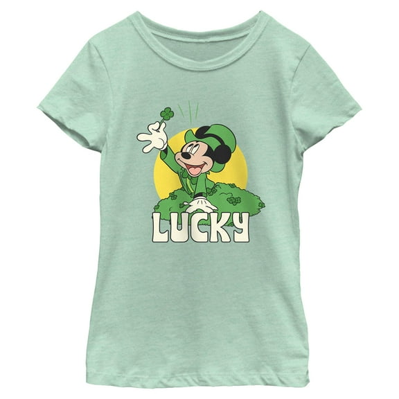 Girl's Mickey & Friends Lucky Clover  Graphic T-Shirt