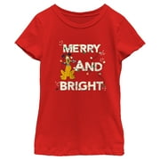 Girls Mickey & Friends Merry and Bright Pluto Graphic Tee Red Medium