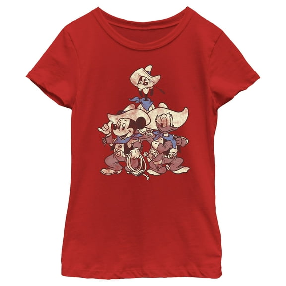 Girl's Mickey & Friends Mickey & Friends Cowboys  Graphic Tee Red X Large