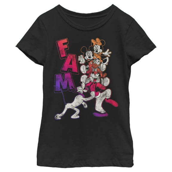 Girl's Mickey & Friends Mickey & Friends Fam  Graphic Tee Black Large