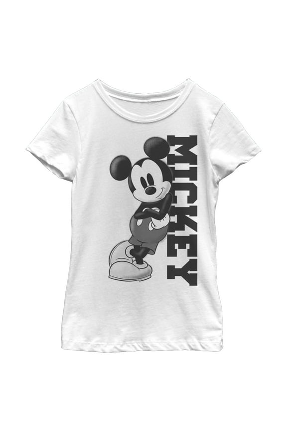 Girl's Mickey & Friends Mickey Lean Graphic Tee White Medium