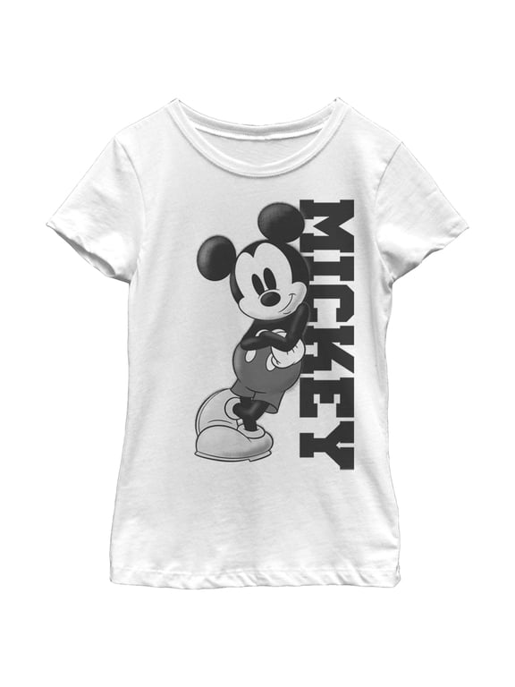Girl's Mickey & Friends Mickey Lean Graphic Tee White X Small