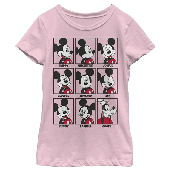 Girl's Mickey & Friends Mickey Mouse All Emotions Grid Graphic Tee Light Pink Small