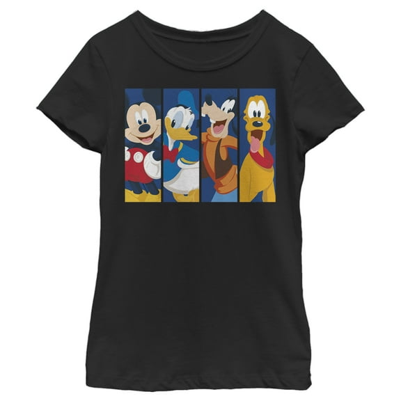 Girl's Mickey & Friends Mickey Mouse Best Friend Panels Graphic Tee Black Medium