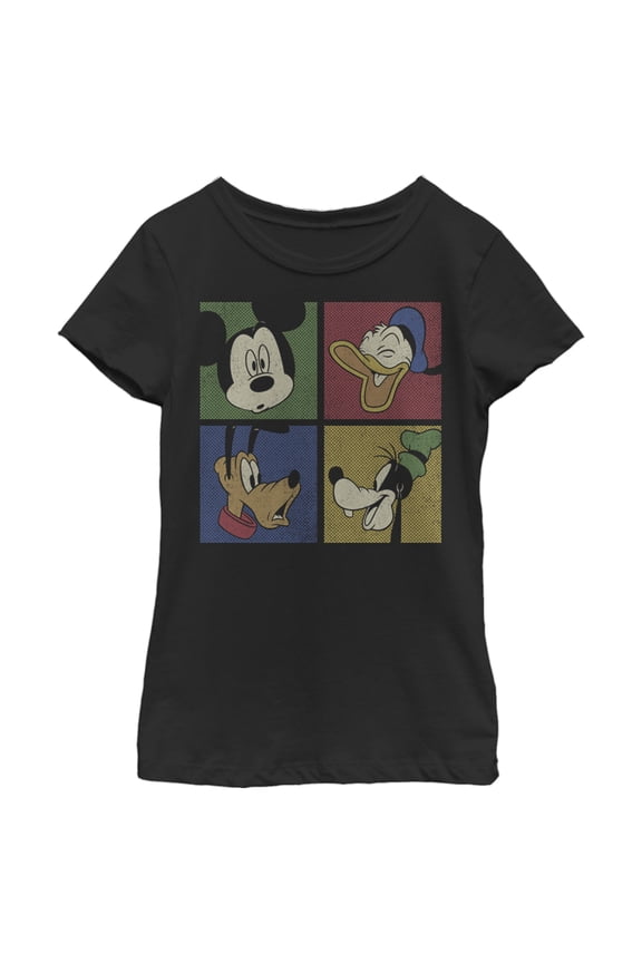 Girl's Mickey & Friends Mickey Mouse Character Square Graphic Tee Black Large