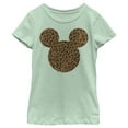 thumbnail image 1 of Girl's Mickey & Friends Mickey Mouse Cheetah Print Silhouette Graphic Tee Mint Small, 1 of 4
