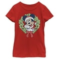 thumbnail image 1 of Girl's Mickey & Friends Mickey Mouse Christmas Wreath  Graphic Tee Red Small, 1 of 5